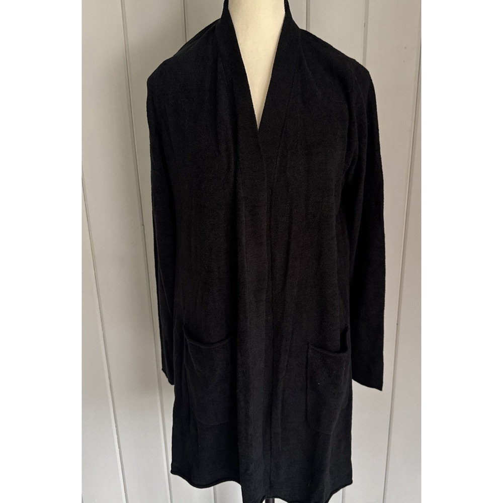 Barefoot Dreams CozyChic Ultra Lite Black Open Front Cardigan Sweater Medium